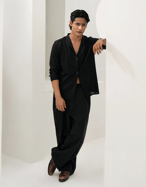 CROSS BODY LINEN SHIRT